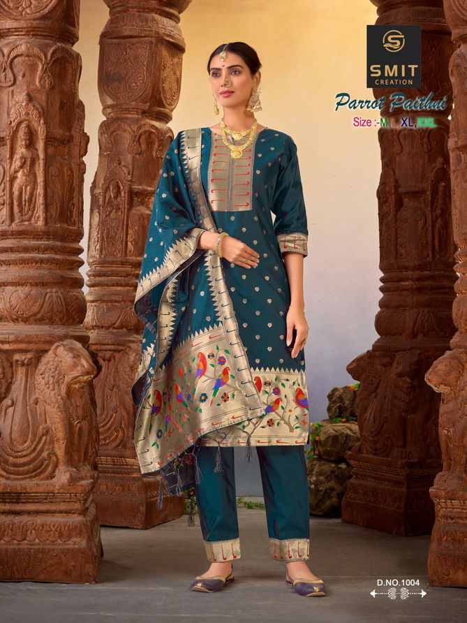 Parrot Paithani Smit Creation Wedding Wear Wholesale Readymade Suit Catalog